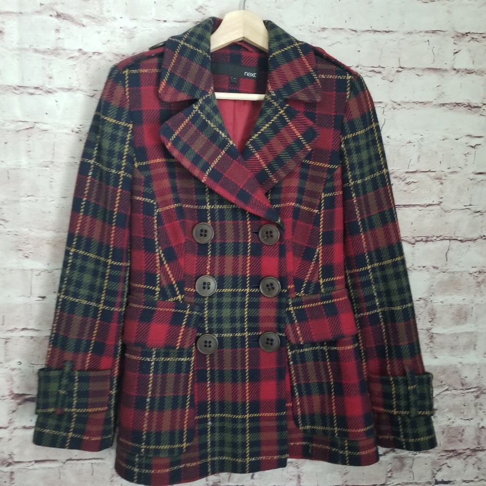 Next plaid pea coat - Picture 1 of 7